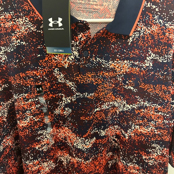 Under Armour Iso-Chill Golf Polo Mens XL Red Design Print NWT. - Picture 3 of 5